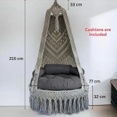 Premium Luxury Macrame Swing Hammock with Cushion-Grey