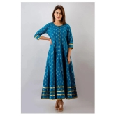 SVARCHI - Blue Cotton Womens Anarkali Kurti ( Pack of 1 ) - M