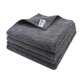 SOFTSPUN Microfiber High Loop Cleaning Cloths, 40x40 cms 4 pcs Towel Set 380 GSM (Grey). Thick Lint & Streak-Free Multipurpose Cloths.