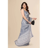 Anand Sarees Chiffon Printed Saree With Blouse Piece - Grey ( Pack of 1 ) - Grey