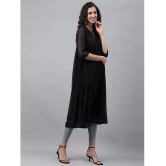 Janasya Chiffon Self Design Flared Womens Kurti - Black ( Pack of 1 ) - None