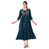 Estela - Blue Rayon Women''s Flared Kurti - S