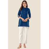 Glomee - Blue Cotton Blend Women's Tunic ( Pack of 1 ) - None