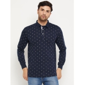 Wild West Cotton Blend Regular Fit Printed Full Sleeves Mens Polo T Shirt - Navy ( Pack of 1 ) - None