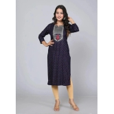 JC4U - Navy Blue Rayon Womens Straight Kurti ( Pack of 1 ) - None