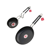 LAZYWINDOW Fry Pan & Tadka Pan Black Iron No Coating Cookware Sets ( Set of 1 )