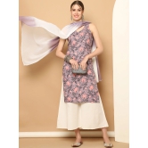 Printed Purple Rayon Kurta with Palazzos & With Dupatta-M / Purple