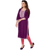 Kapadia - Wine Rayon Women''s Straight Kurti ( Pack of 1 ) - None