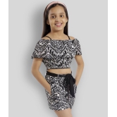 Kids Cave two piece dress for girls top with shorts fabric-printed summer cool (Color_Black, Size_3 Years to 12 Years) - None