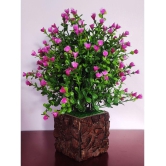 BAARIG - Purple Rose Artificial Flowers With Pot ( Pack of 1 )