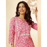 Vbuyz Cotton Printed Straight Womens Kurti - Pink ( Pack of 1 ) - None