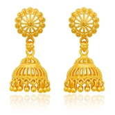 LUV FASHION Golden Jhumki Earrings ( Pack of 1 ) - Golden