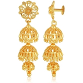 VIVASTRI Golden Jhumki Earrings ( Pack of 1 ) - Golden