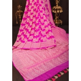 Rose Jaal on Pure Banarasi Silk Georgette Saree in Pink | SILK MARK CERTIFIED