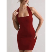 clafoutis Lycra Solid Mini Womens Bodycon Dress - Red ( Pack of 1 ) - None