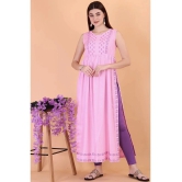 Glomee - Pink Viscose Womens Nayra Kurti ( Pack of 1 ) - None