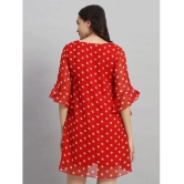 Curvydrobe Georgette Printed Mini Womens A-line Dress - Red ( Pack of 1 ) - None