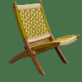 Orchid Homez Hand Woven Lounge Chair Folding Solid Wood Outdoor Chair (Natural) (Yellow-White)