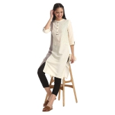 Karigari - Beige Cotton Women's Front Slit Kurti ( Pack of 1 ) - L