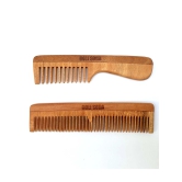 Goli Soda Neem Wood Combs Wide Tooth with Handle & Double Tooth