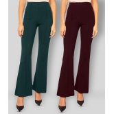 Addyvero - Multicolor Cotton Blend Flared Fit Womens Bootcut Pants  ( Pack of 2 ) - 28