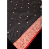 Black and Red Authentic Katan Silk Banarasi Saree with Chunri Buttis and Koniya Motifs | SILK MARK CERTIFIED