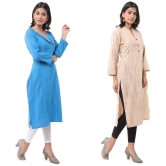 DESHBANDHU DBK - Multicolor Cotton Womens Straight Kurti ( Pack of 2 ) - None