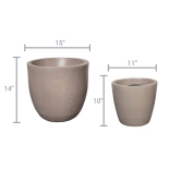 Euroxo Peach Marble Effect Fiber Planter Set | FRP Planter for indoor & outdoor