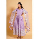 Estela - Purple Anarkali Organza Women's Stitched Salwar Suit ( Pack of 1 ) - None