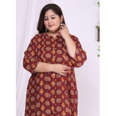 Swasti Cotton Blend Printed Anarkali Womens Kurti - Maroon ( Pack of 1 ) - None