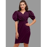 A TO Z CART Polyester Solid Knee Length Womens Bodycon Dress - Wine ( Pack of 1 ) - None