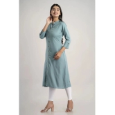 MAUKA - Turquoise Rayon Womens Front Slit Kurti ( Pack of 1 ) - L