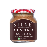 Stone Gourmet Keto Vegan Organic All Natural Almond Butter(Badam) with Coconut & Cranberries (Stone Ground)-250 gm