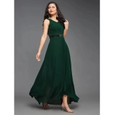 Miss Chase Polyester Solid Full Length Womens Wrap Dress - Green ( Pack of 1 ) - None