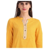 Karigari - Yellow Cotton Women's Flared Kurti ( Pack of 1 ) - XL