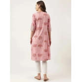 Divena - Pink Cotton Womens Front Slit Kurti ( Pack of 1 ) - None