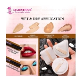 Majestique Makeup Sponge and Brush Set, Sponges with Lip and Eyeshadow Brushes, 5 Pcs