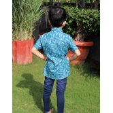 Sea Green Hand Block Printed Boys Shirt-7-8 Yrs