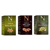 NUTICIOUS Premium Dryfruits Set of Combo Pack (Walnut 250gm+Anjeer 250 gm ,Salted Pista 250gm)Pack of 3 Nuts and Berries