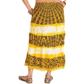 Daffodil Batik-Dyed Midi Skirt with Printed Flowers