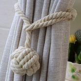 Esselkay Handmade Rope Curtain Tiebacks Curtain Ropes Holdbacks, Rural Decorative Knot Ball Cord Drapery Holdbacks Curtain Tiebacks Holder Boho Curtain Tie Customized (Cotton)