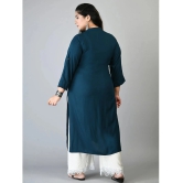 PrettyPlus by Desinoor.com Rayon Solid Straight Womens Kurti - Teal ( Pack of 1 ) - None