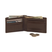 Men''s Genuine Leather Wallet - Brown-Brown / Leather