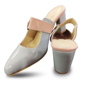 Peach Grey Fashion Sandals | Synthetic Comfortable and Stylish Block Slip On | For Casual Office Wear & Formal Party Wear Occasions 3 Inches Heel | For Women & Girls (numeric_5)