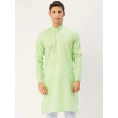 Jompers Mens Lime Cotton Solid Kurta Only-L / Green