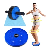 HORSE FIT AB Roller & Tummy Twister (Combo of 2) Waist Trimmer Body Toner Home Gym Equipment For Men & Women Abdominal Exerciser - (Multicolor) - Multi Color