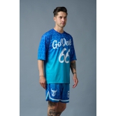 Go Devil 66 Printed Gradient Blue Printed Co-ord Set for Men XL