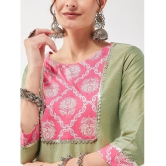 Pannkh - Green Art Silk Womens Straight Kurti ( Pack of 1 ) - None