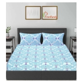 FrionKandy Living - Light Blue Cotton Double Bedsheet with 2 Pillow Covers - Light Blue