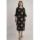 MAUKA - Black Rayon Womens Straight Kurti ( Pack of 1 ) - None